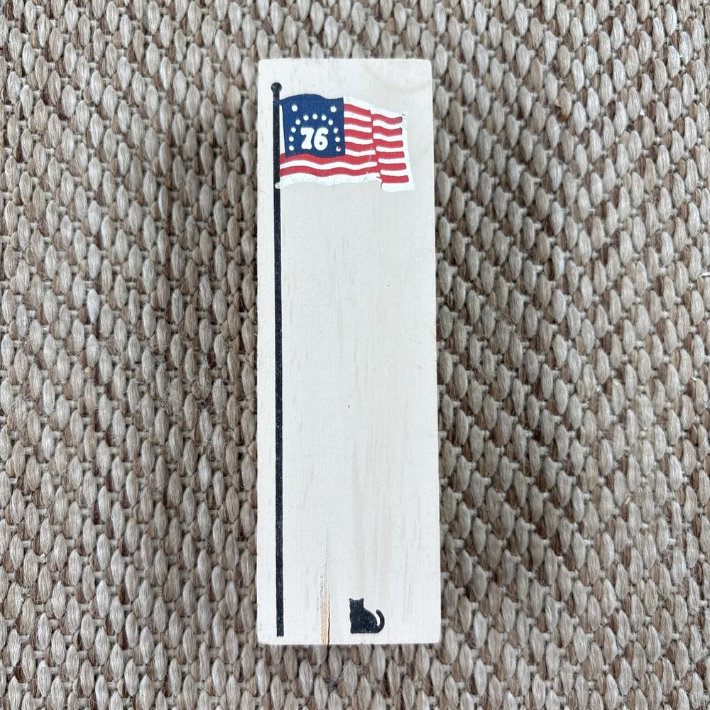 Cats Meow Village USA 76 Flag Pole Wooden Shelf Sitter
